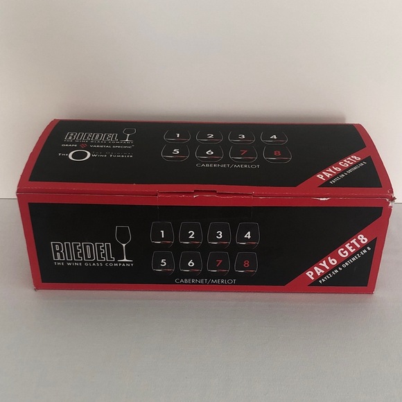 Riedel Other - RIEDEL The O Wine Tumbler Cabernet/Merlot - 8 Stemless Wine Glasses - NWT